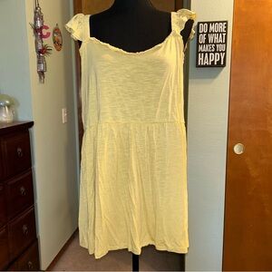 Torrid yellow babydoll slub ruffle shoulder tank top size 4(X) summer casual